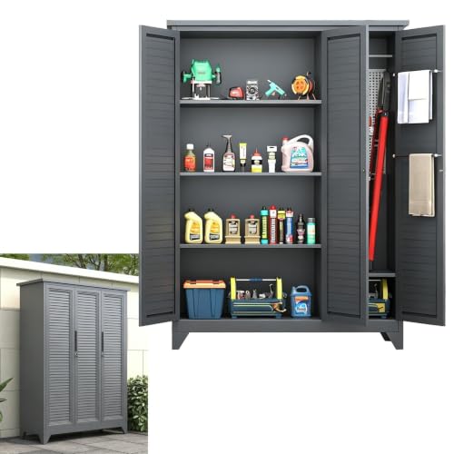 Louvered Door Outdoor Waterproof Tool Storage Cabinet