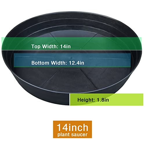 Plant Saucer 14 Inch, 4 Pack Extra Large Planter Saucer, Plastic Plant Saucers for Indoors and Outdoors, Deep Plant Pot Saucers, Drainage Tray for 9 10 12 in Planters - view 2