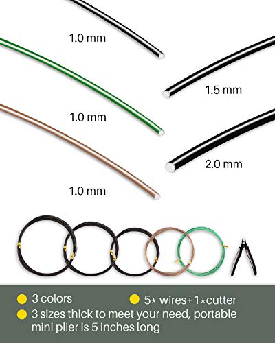 Bonsai Wire and Tool Kit, 5Pcs 164 Feet Aluminum | 3 Sizes (1mm, 1.5mm, 2mm) for Indoor Bonsai Tree Training and Shaping. - view 2