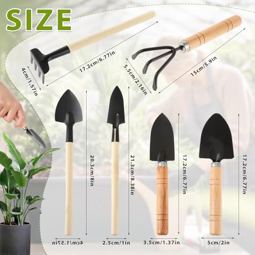 Small Garden Tools 6 Pcs Miniature Shovel Set Cute Gardening Mini Succulent Home Tiny Gardening Kit Plant Potted Repotting Flower Wood Handle Care Transplant Accessories Potted Houseplant - view 2