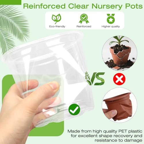 25 Pack 7/6/5/4/3 Inch Clear Nursery Pots with Drainage Trays - view 3