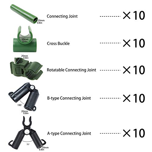 50 Pcs 5 Types 0.8In Diameter Garden Stake Connectors Plant Stake Connectors,Cross-Buckle Fixing Connector,Connecting Joint for Fences for Plant Supports Climbing (0.8in 20mm) - view 2