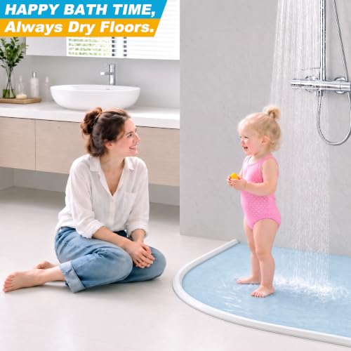 67" Shower Threshold Water Dam Self-Adhesive Silicone Water Barrier & Shower Water Guard Collapsible Stopper for Walk-In & Curbless Showers Keeps Floor Dry - view 2