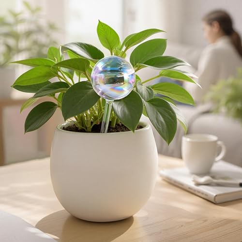 Extra-Thick Glass Plant Watering Globes, Iridescent Hand-Blown, 2 Pack - view 2