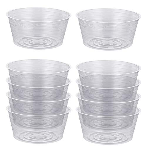 10 Pieces of 12 Inch Clear Thin Deep Plastic Plant Saucer Drip Tray for Pots (12'')