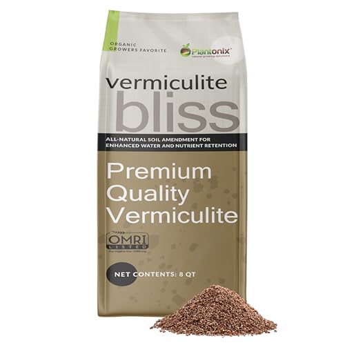 Vermiculite Bliss (8 Qts) - Organic Vermiculite for Gardening - 100% Natural Soil Amendment - Coarse Vermiculite for Plants, Potting Soil, & Seed Starting - Mixes with Garden Soil & Perlite for Plants