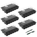 5 Pack Seed Starter Trays with Vented Domes 75 Cell Black