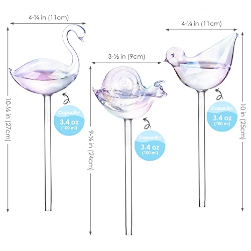 Glass Plant Self Watering Bulbs 3-Pack Iridescent Pearl - view 6