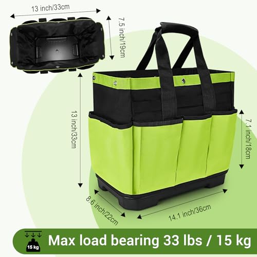 Garden Tool Bag with Waterproof Plastic Base, Heavy-Duty Oxford Garden Tote - view 2