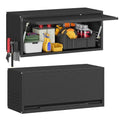 Metal Garage Wall Cabinet with Up-Flip Door,Wall-Mounted Steel Storage Cabinet, Float Tool Cabinet with Pegboard,Upper Cabinet for Kitchen,Garage,Workshop,Warehouse(13.8" H,Black)