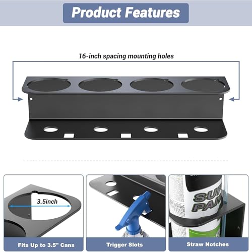 Wall Mount Spray Bottle Holder, Metal Spray Can Storage Rack - view 4