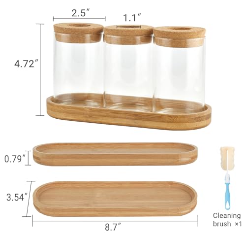 Plant Propagation Stations, 3 Pcs Glass Vases with Wooden Stand & Lid - view 3