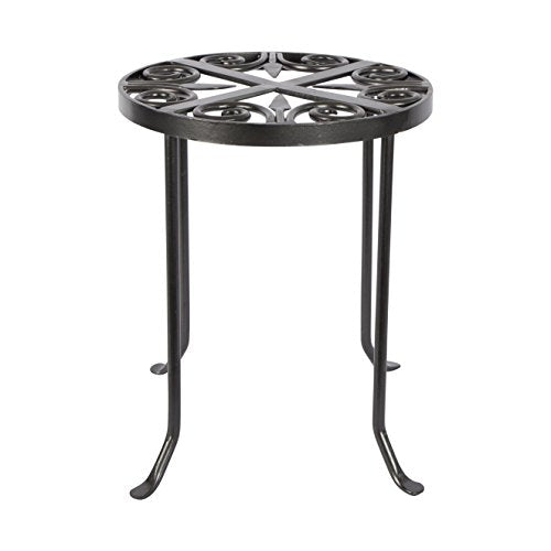 VTT-01 Round Trivet Wrought Iron Plant Stand, Graphite