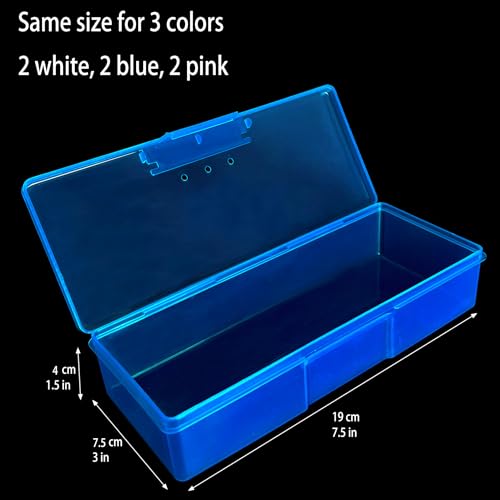 6-Pack Nail Storage Organizer with Breathable Lid, 7.5" x 3" x 1.5" Pink Blue Clear Plastic Box Case, Small Nail Tool Organizer Case for Nail Files, Makeup Brushes, Combs, Press on Nails - view 3