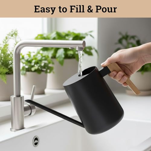 Metal Small Indoor Watering Can with Long Spout & Real Wood Handle, 35oz - view 4