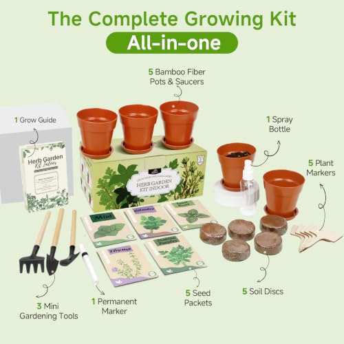 Herb Garden Kit, Indoor Herb Garden Starter Kit with Pots & Herb Seeds, Beautiful Gift Box, Gardening Gift for Women & Mom, Birthday, Christmas & Housewarming - view 4