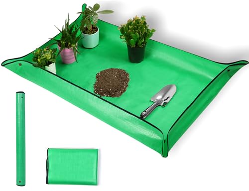 Plant Repotting Mat,Extra Large Waterproof Potting Mats,Foldable Potting Mat for Indoor Plant Transplanting and Dirt Control,Portable Gardening Mats for Repotting(43''*30'',Green)