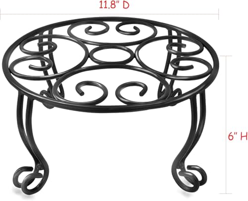 2 Pack Heavy Duty Iron Plant Stand, 11.8'' Diameter, 6'' Tall, Black, Powder Coated, Round, Sturdy & Stable, Indoor/Outdoor, No Assembly Required - view 5