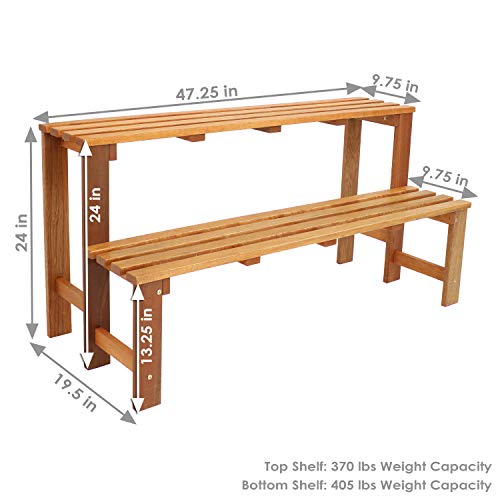 Sunnydaze 2-Tier Wooden Plant Stand for Indoor or Outdoor Use, 47” W - view 5