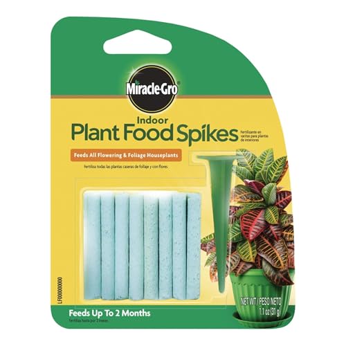 Indoor Plant Food Spikes, Includes 24 Spikes - Continuous Feeding for all Flowering and Foliage Houseplants - NPK 6-12-6