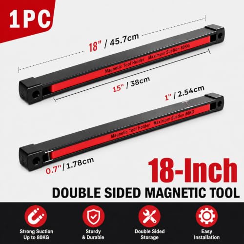18 Inch Double Sided Magnetic Tool Holder, Magnetic Tool Bar 1 Pack - view 2