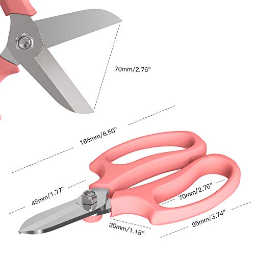 Flower Scissors, Premium Steel Garden Pruning Shears, Pink - view 6