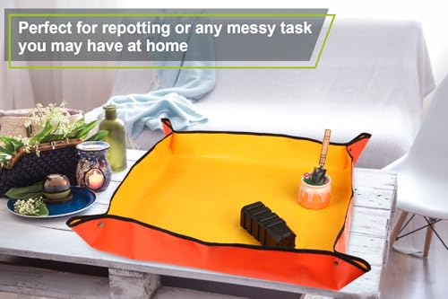 30" X 30" Large Plant Repotting Mat for Indoor Plants Potting Soil, Foldable Waterproof Plant Repotting/Potting Tray, Portable Potting Mat Gardening Tray for House Plants (Medium 30 X 30" (Orange)) - view 6