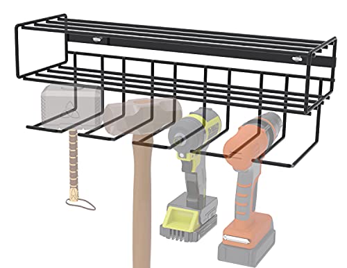 Heavy Duty Floating Tool Shelf & Organizer | Wall Mounted Garage Storage Rack, 100# Weight Limit, Compact Steel Design | Perfect for Father's Day | Black (C2M5032P) - view 6