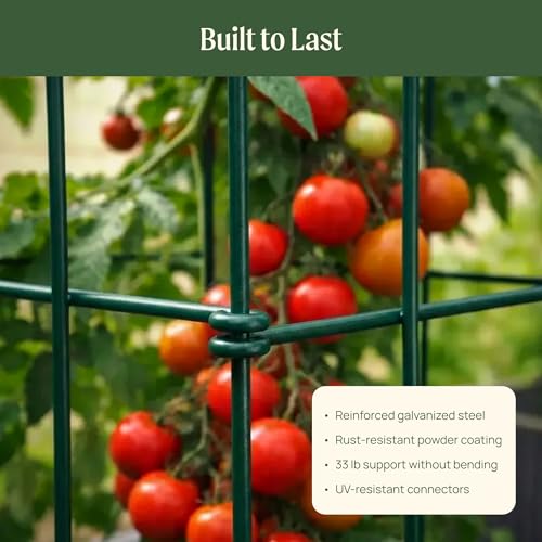 Vego 3-Panel Tomato Cage for Garden & Pots, Rust-Resistant Tomato Stakes Plant Cage Trellis Support for Climbing Vegetables Plants- 11.5" Triangle 4 Pack - view 7