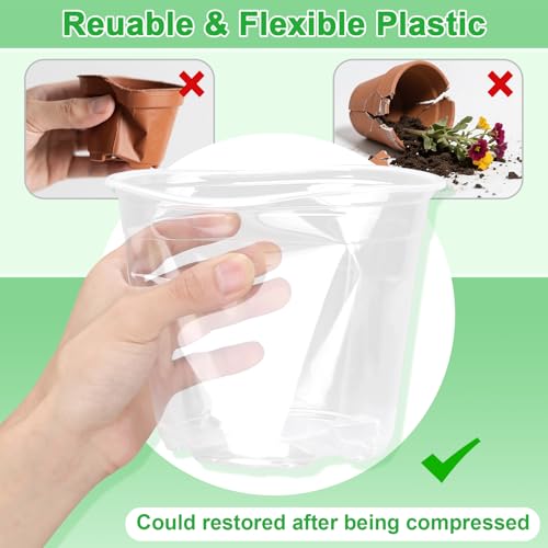 10/8/6/5 Inch Large Clear Nursery Pots with Drainage Holes, 16 Pack Gallon Clear Plastic Pots for Plants, Seedling Starter Pot, Garden Plant Pots for Succulents Flowers - view 4