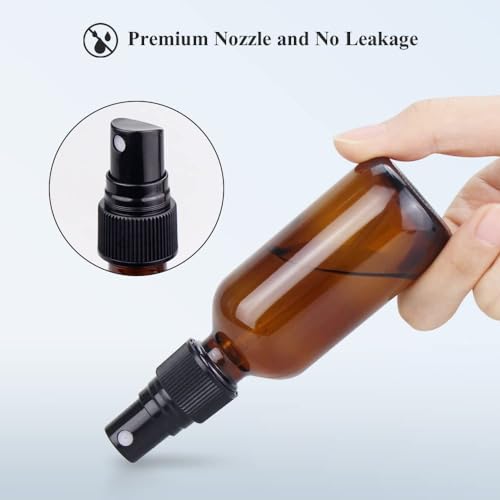Spray Bottle, 2 oz Fine Mist Glass Spray Bottles, Little Refillable Liquid Containers for Watering Flowers Cleaning (8 Pack, Amber) - view 4