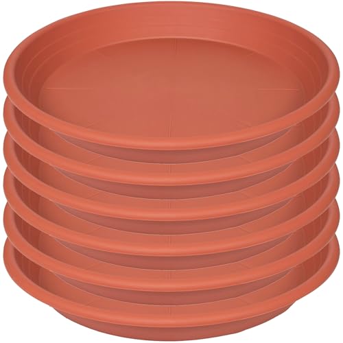 6 Pack of 12 inch Plant Saucer Plant Tray, Plastic Plant Saucer 12 inch, Heavy Duty Plant Tray for Pots, Plant Saucers for Indoors Planter, Garden Water Plate Bowls 10"/11"/12" (Terracotta)