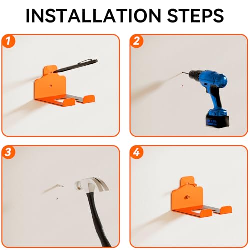 Garage Organizer Trimmer Rack,Garden Power Tool Hanger,2Pack,Orange - view 6