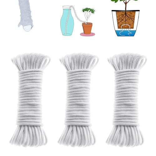 150 feet 1/4 inch Self Watering Capillary Wick Cord Vacation Plant Sitter Hydroponic Wicking Self-Watering Planter Pot Automatic Water System Device Potted Violet Auto Seedling Waterer Rope