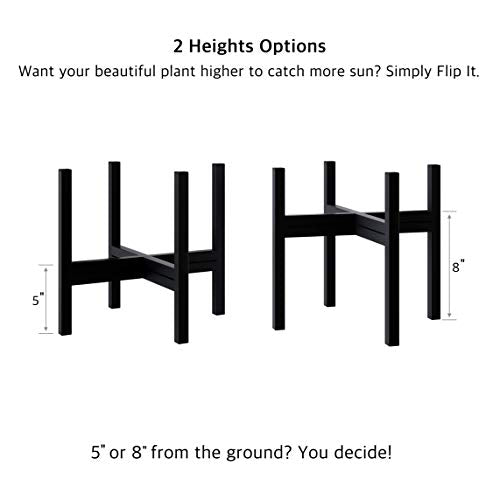 Mid Century Plant Stand Indoor Outdoor (EXCLUDING 12" Plant Pot), Hold Up to 12 Inch Planter, Metal Planter Stand, Potted Plant Holder, Black - Fits Snake Plant - Upgraded Design. - view 3
