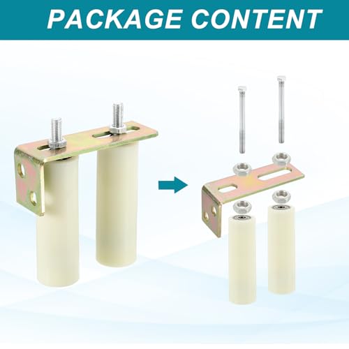 5.9" x 2" Slide Gate Guide Roller, 1Set Universal Adjustable Heavy Duty Sliding Gate Guide Roller Hardware Kit with L-Bracket for Sliding Rolling Gate of Balcony, Bedroom, White - view 3