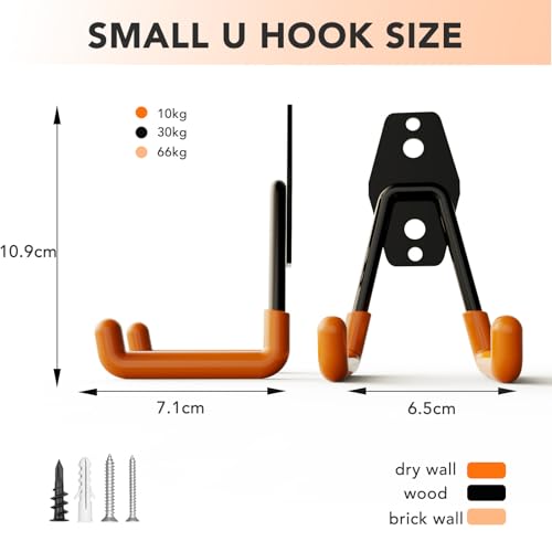 Skateboard Hooks 2-Pack Small Utility Heavy Duty Holder Garage Storage Wall Mount for Stroller Tennis Garden Tool Household Warehouse Shed - view 2