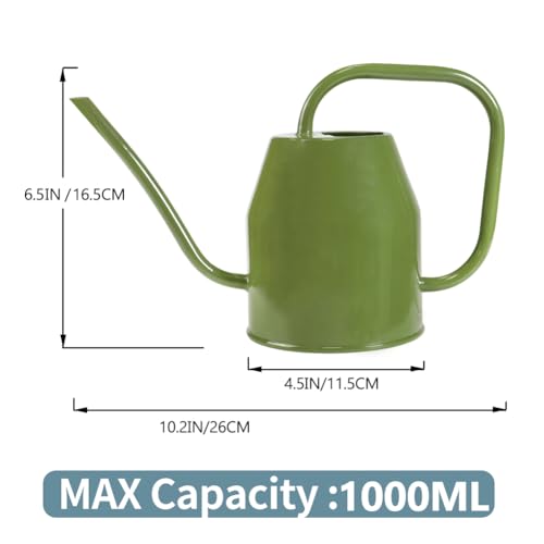 35 oz/1000 ml Metal Indoor Small Watering Can with Long Spout for House Plants Decorative, 12 oz/360 ml Glass Plant Mister Spray Bottle for Bonsai Garden Flowers(Green) - view 6