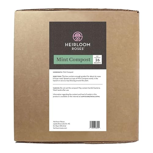 Mint Compost,100% Natural,Top Soil Amendment for Rose Planting, Rich in Micronutrients and Nitrogen for Garden Vegetables and Flowers, 26 Quart Box