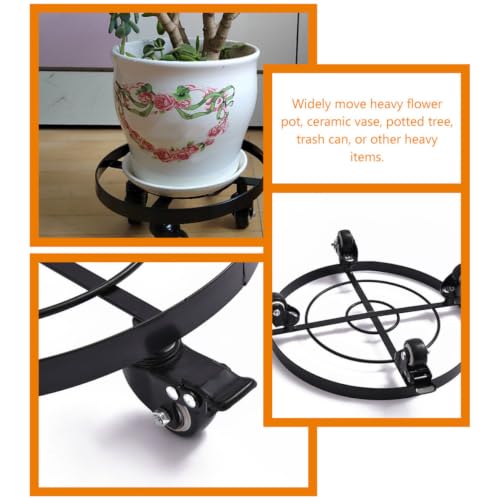Iron Plant Pot Holder Tray Rolling Stand with Wheels for Planters - view 7