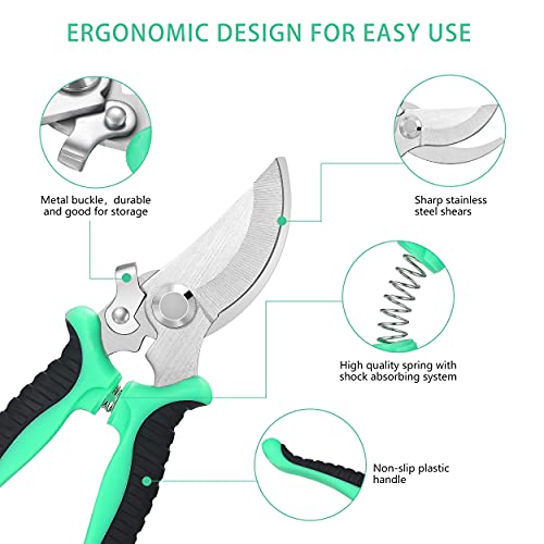 5‑Piece Garden Pruning Shears Set with Gloves & Storage Bag – Stainless Steel Trimming Scissors for Flowers, Herbs & Small Branches – Ergonomic Gardening Tools Kit (Multi-color) - view 3
