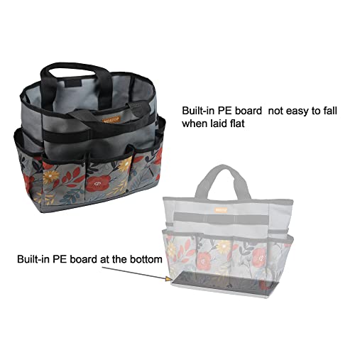 Garden Tool Bag, Garden Tool Kit Holder Home Organizer Storage Carrier, Oxford Garden Hand Tool Storage Tote Organizer with Handle and 8 Roomy Pockets, Floral Gardening Gift, Tools Not Included - view 5