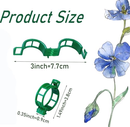 100pcs Plant Support Clips - Green Tomato Clips for String Trellis, Grape Vine Clips for Garden Netting Climbing Plants, Secured Plastic Plant Clip for Fixing Stem and Vine - view 2