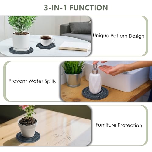 Felt Plant Saucer Mat - 3 Pcs 8 Inch Water Absorbent Planter Coaster, 0.4 Inch Thick Flower Pot Saucer Pad, Planting Drip Tray for Indoors, Fabric Protective Plate for Tabletop and Floor Surface - view 3