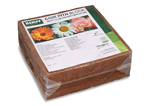 Compressed Coco Coir Pith Block, 10 Pound Block, Natural Potting Mix, Expands to 18 Gallons