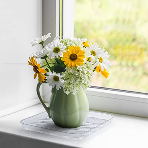 5 Pack 12 Inch of Plastic Plant Saucer, Square Clear Drip Trays for Indoors & Outdoor Plants, Durable Thick Saucer for Flower Pot (12") - view 3
