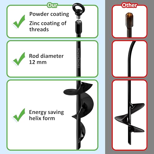 30 inch Ground Anchors Heavy Duty Screw in - Kit of 4 Fully Welded Earth Anchors - Long Spiral Tie Down Stakes for Swing Set Shed Trampoline Canopy Tree Tent - High Wind Anchor - Sand Auger Stake - view 5