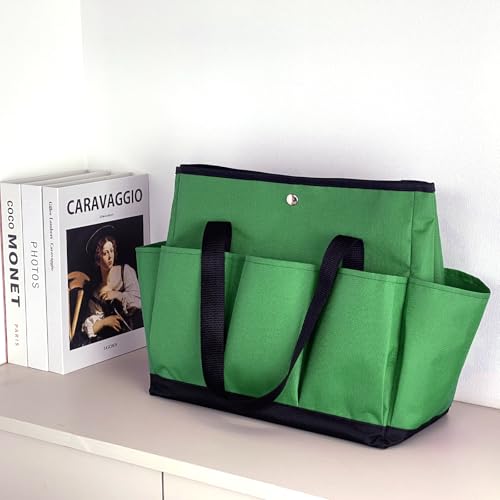 Garden Tool Bag with Interior Exterior Side Pockets, Gardening Tote Bag for Garden Plant Tool Set Store Content Bag, 8 Storage Pockets (Green) - view 4