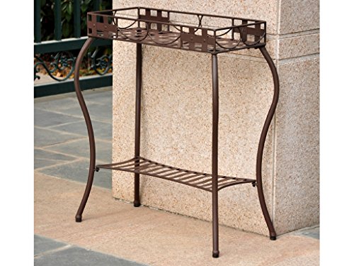 Santa Fe Iron Rectangular Plant Stand (Matte Brown) (30"H x 24"W x 11"D) - view 2