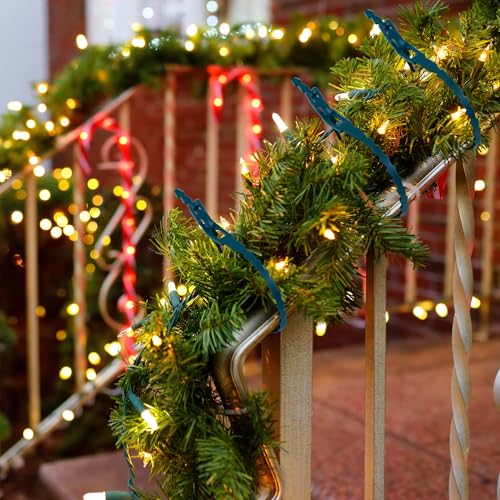 50pcs Christmas Garland Ties Green Banister Twist Ties Flexible Self Locking Nylon Strap 15.7Inch Adjustable Garland Hanger Decorative Holiday Wreath Hanger for Christmas Lights Wreath Making Stairway - view 3